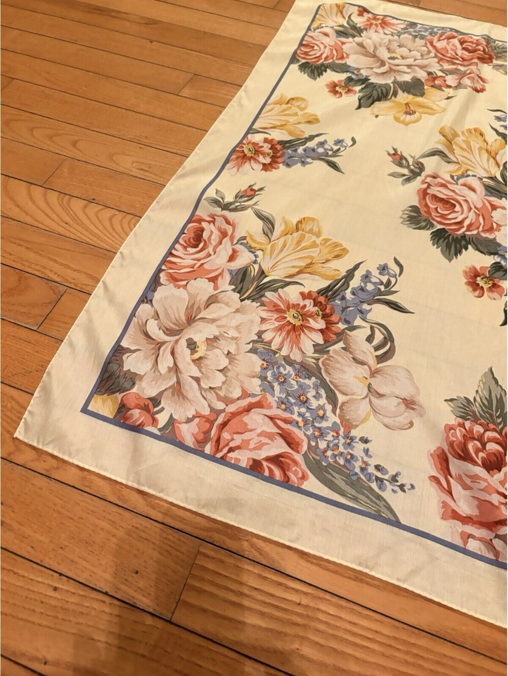 Vintage Polo Ralph Lauren Silk Yellow Floral Scarf 33”x 34” Stunning! - Picture 7 of 10